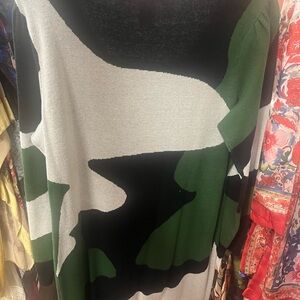 Ashley Stewart Green and Black Knit Sweater Dress